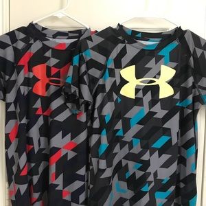 Bundle Boys geometric Heat Gear Under Armour tops